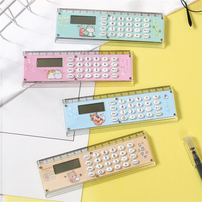 Ruler Calculator Multifunctional Large Display Screen Stationery 8 Digits Handheld Calculator for School