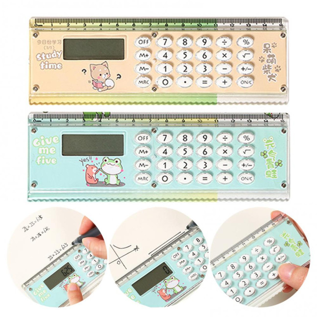 Ruler Calculator Multifunctional Large Display Screen Stationery 8 Digits Handheld Calculator for School