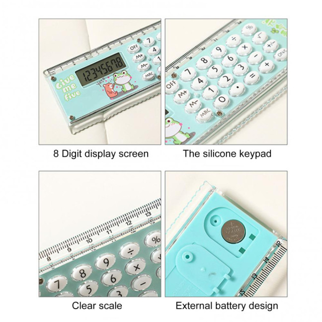 Ruler Calculator Multifunctional Large Display Screen Stationery 8 Digits Handheld Calculator for School