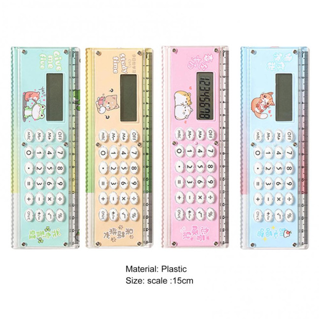 Ruler Calculator Multifunctional Large Display Screen Stationery 8 Digits Handheld Calculator for School