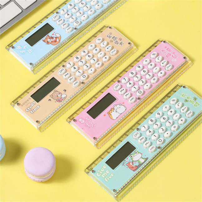 Ruler Calculator Multifunctional Large Display Screen Stationery 8 Digits Handheld Calculator for School