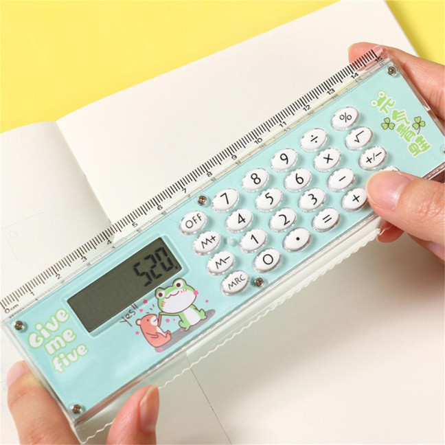 Ruler Calculator Multifunctional Large Display Screen Stationery 8 Digits Handheld Calculator for School