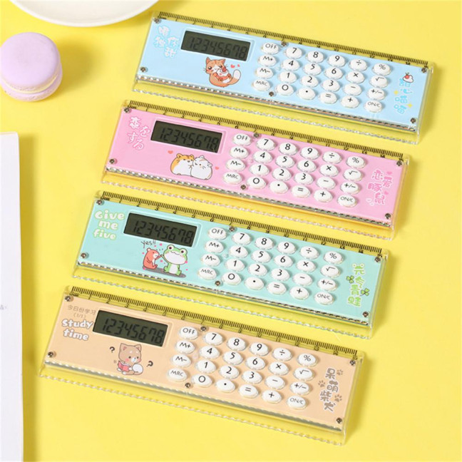 Ruler Calculator Multifunctional Large Display Screen Stationery 8 Digits Handheld Calculator for School