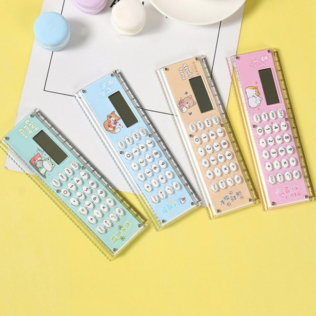 Ruler Calculator Multifunctional Large Display Screen Stationery 8 Digits Handheld Calculator for School