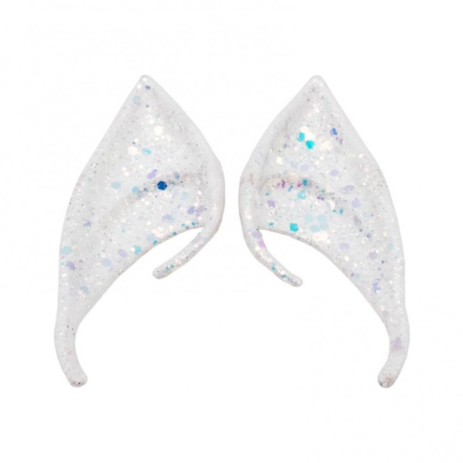 1Pair Elf Ears High Simulation Flexible Pointed Tip Luminous Glitter Cosplay Props Latex Halloween Costume Party Fairy Ears for Festival