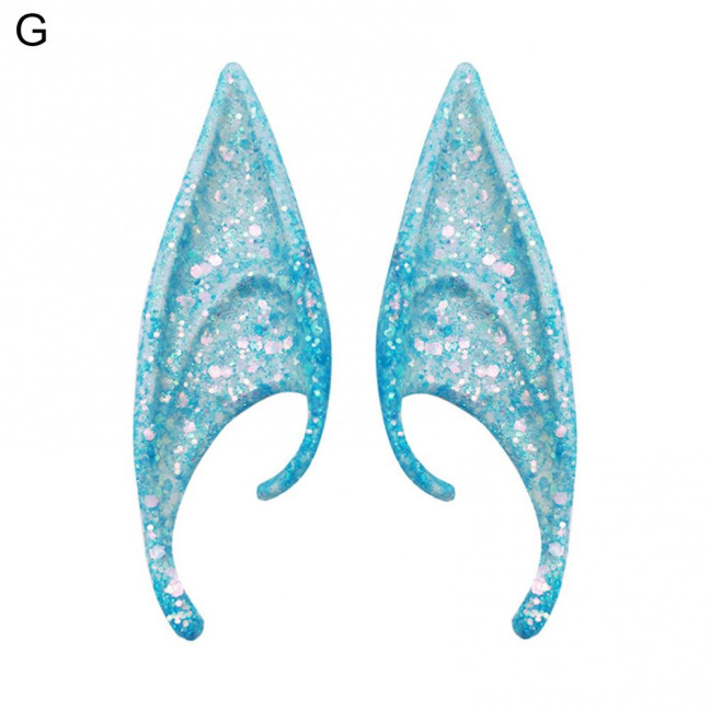 1Pair Elf Ears High Simulation Flexible Pointed Tip Luminous Glitter Cosplay Props Latex Halloween Costume Party Fairy Ears for Festival