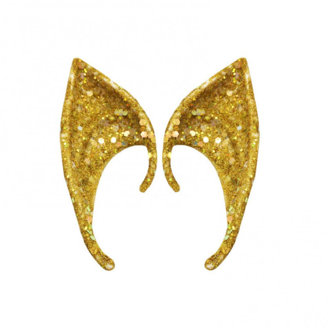 1Pair Elf Ears High Simulation Flexible Pointed Tip Luminous Glitter Cosplay Props Latex Halloween Costume Party Fairy Ears for Festival