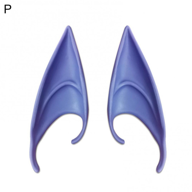 1Pair Elf Ears High Simulation Flexible Pointed Tip Luminous Glitter Cosplay Props Latex Halloween Costume Party Fairy Ears for Festival