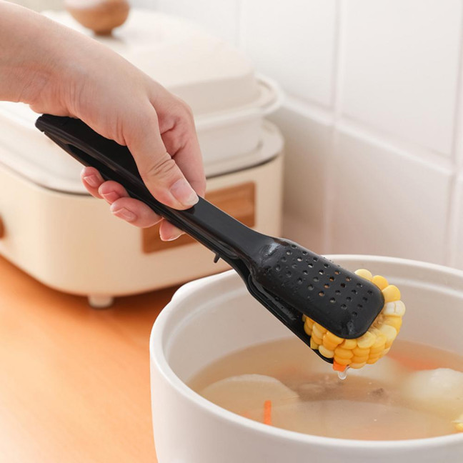 Anti-scalding 2 in 1 Food Tong Non-slip Comfortable Grip Detachable Kitchen Utensil Heat Resistant Long Handle Bread Clip