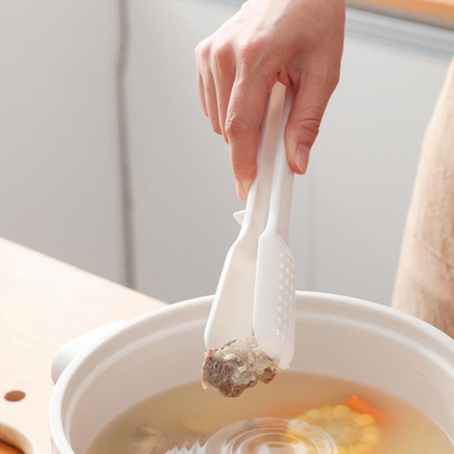 Anti-scalding 2 in 1 Food Tong Non-slip Comfortable Grip Detachable Kitchen Utensil Heat Resistant Long Handle Bread Clip