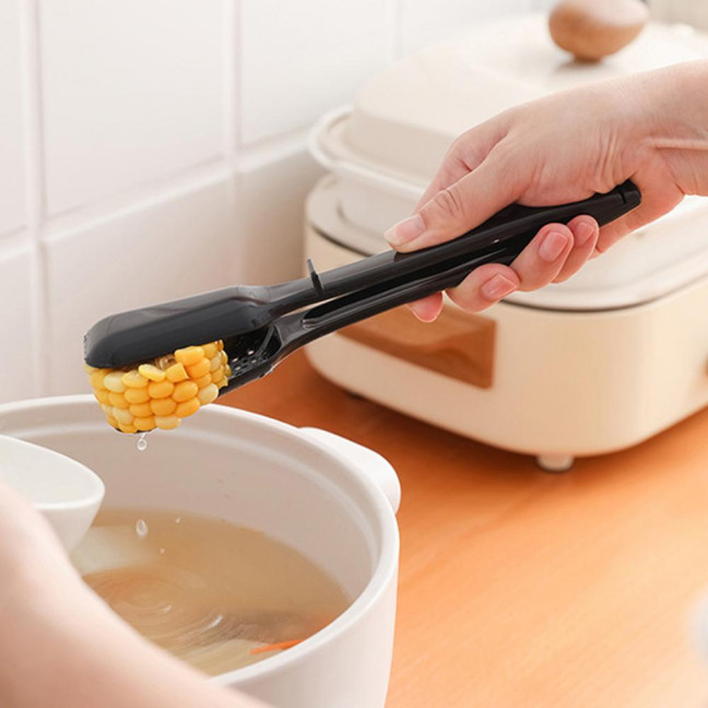 Anti-scalding 2 in 1 Food Tong Non-slip Comfortable Grip Detachable Kitchen Utensil Heat Resistant Long Handle Bread Clip