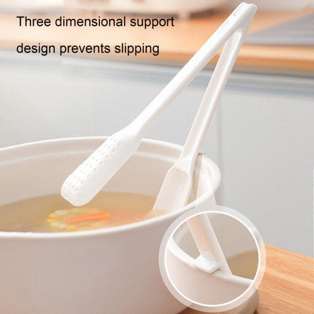 Anti-scalding 2 in 1 Food Tong Non-slip Comfortable Grip Detachable Kitchen Utensil Heat Resistant Long Handle Bread Clip