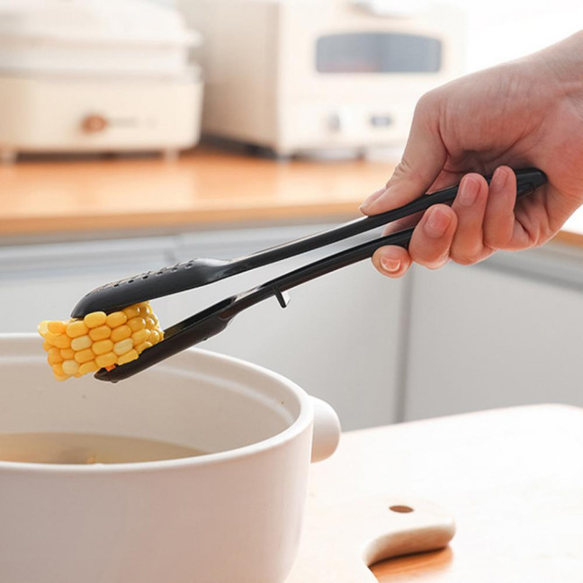 Anti-scalding 2 in 1 Food Tong Non-slip Comfortable Grip Detachable Kitchen Utensil Heat Resistant Long Handle Bread Clip