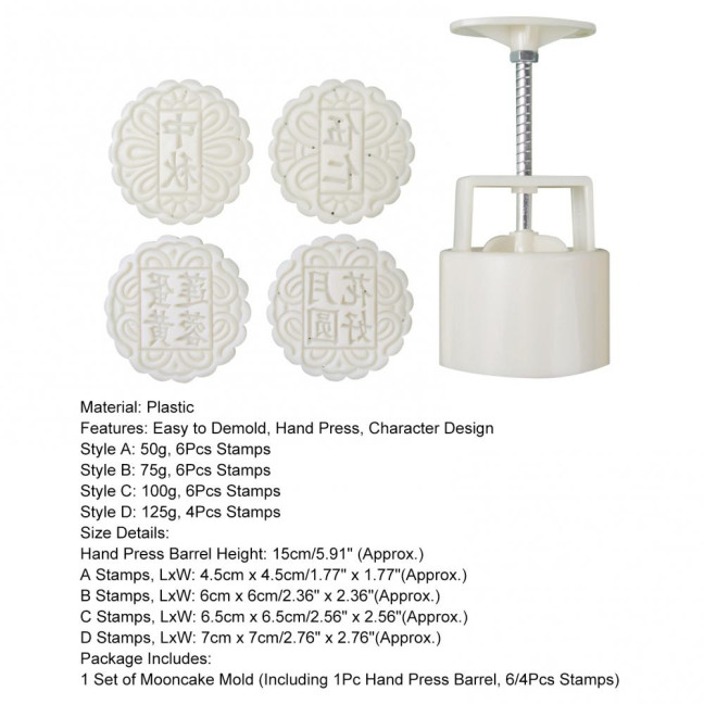 1 Set Mooncake Mold Round Shape Food Grade Non-stick Making Pastries Chinese Character Cake Press Mold Bakery Supplies