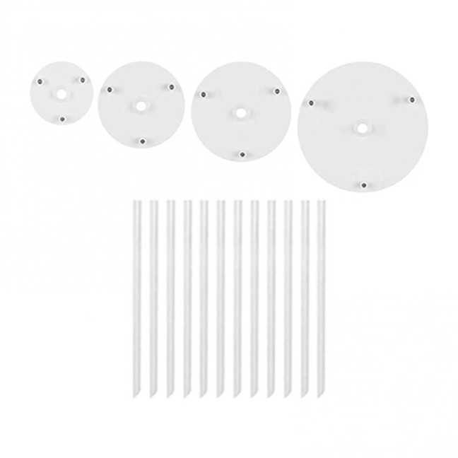 1 Set Reusable Round Cake Spacers Waterproof BPA Free Stacking Cake Stand 12 Cake Rods 4 Cake Separator Plates for Cakes of 4/6/8/10 Inches