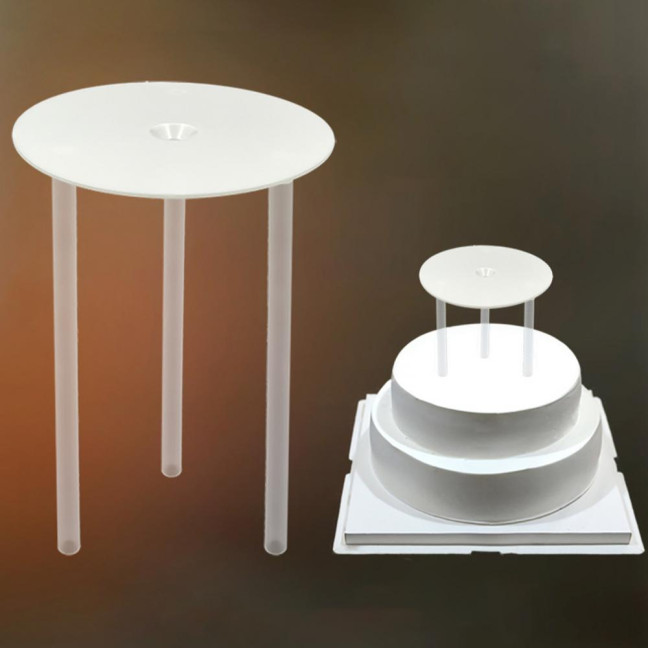 1 Set Reusable Round Cake Spacers Waterproof BPA Free Stacking Cake Stand 12 Cake Rods 4 Cake Separator Plates for Cakes of 4/6/8/10 Inches