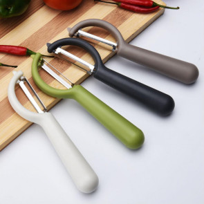 Non-slip Round Handle Comfortable Grip Fruit Peeler Easy to Clean Matte Surface Multi-functional Stainless Steel Sharp Blade Vegetable Peeler for Home