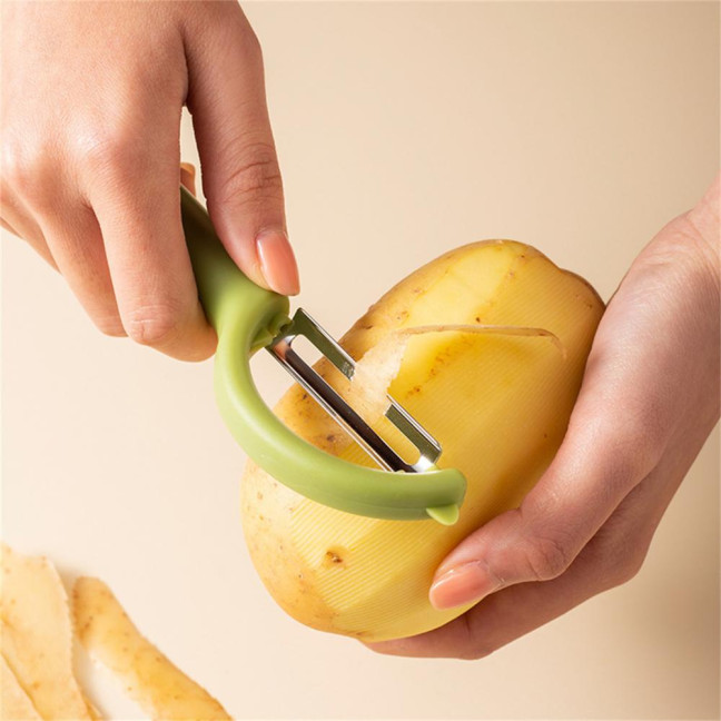 Non-slip Round Handle Comfortable Grip Fruit Peeler Easy to Clean Matte Surface Multi-functional Stainless Steel Sharp Blade Vegetable Peeler for Home
