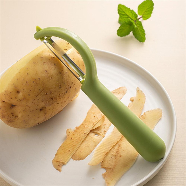 Non-slip Round Handle Comfortable Grip Fruit Peeler Easy to Clean Matte Surface Multi-functional Stainless Steel Sharp Blade Vegetable Peeler for Home