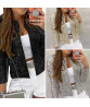 Party Blazer Sequin Decoration Crew Neck Long Sleeves Slim Fit Cardigan Dress Up Streetwear Women Open Front Sequin Jacket Female Clothing