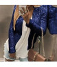 Party Blazer Sequin Decoration Crew Neck Long Sleeves Slim Fit Cardigan Dress Up Streetwear Women Open Front Sequin Jacket Female Clothing