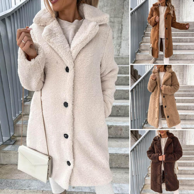 Women Trench Coat Plush Thicken Overcoat Autumn Winter Single-breasted Teddy Jacket Long Style Outwear Streetwear Women Trench Coat Plush Thicken Overcoat Autumn Winter Single-breasted Teddy Jacket Long Style Outwear Streetwear