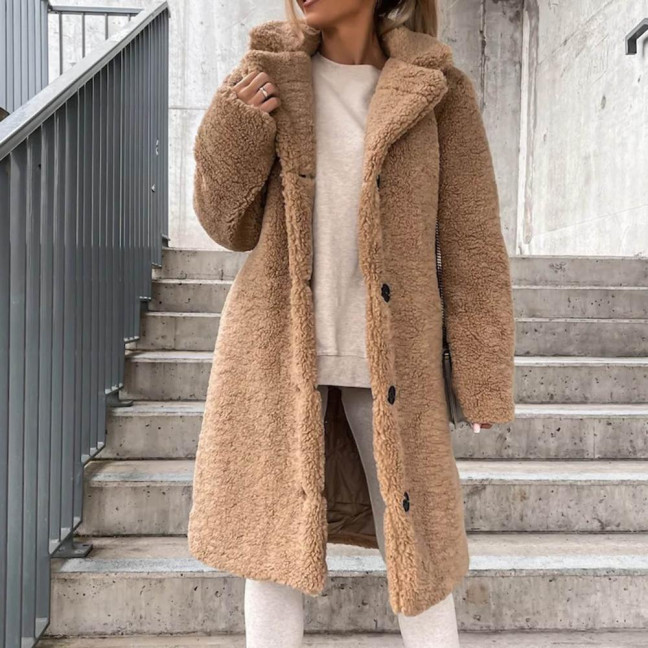 Women Trench Coat Plush Thicken Overcoat Autumn Winter Single-breasted Teddy Jacket Long Style Outwear Streetwear Women Trench Coat Plush Thicken Overcoat Autumn Winter Single-breasted Teddy Jacket Long Style Outwear Streetwear