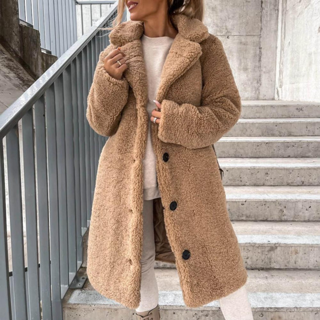 Women Trench Coat Plush Thicken Overcoat Autumn Winter Single-breasted Teddy Jacket Long Style Outwear Streetwear Women Trench Coat Plush Thicken Overcoat Autumn Winter Single-breasted Teddy Jacket Long Style Outwear Streetwear