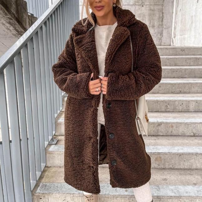 Women Trench Coat Plush Thicken Overcoat Autumn Winter Single-breasted Teddy Jacket Long Style Outwear Streetwear Women Trench Coat Plush Thicken Overcoat Autumn Winter Single-breasted Teddy Jacket Long Style Outwear Streetwear