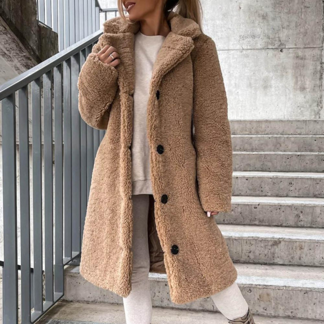 Women Trench Coat Plush Thicken Overcoat Autumn Winter Single-breasted Teddy Jacket Long Style Outwear Streetwear Women Trench Coat Plush Thicken Overcoat Autumn Winter Single-breasted Teddy Jacket Long Style Outwear Streetwear