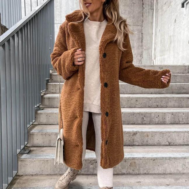Women Trench Coat Plush Thicken Overcoat Autumn Winter Single-breasted Teddy Jacket Long Style Outwear Streetwear Women Trench Coat Plush Thicken Overcoat Autumn Winter Single-breasted Teddy Jacket Long Style Outwear Streetwear