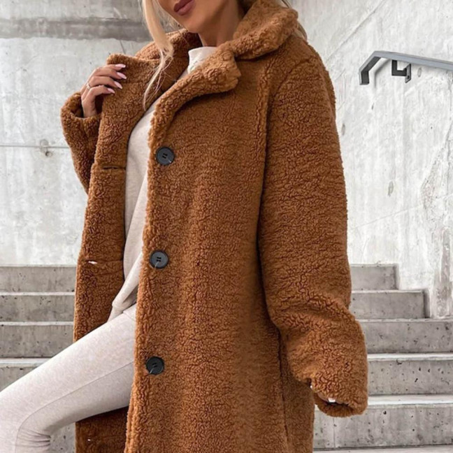 Women Trench Coat Plush Thicken Overcoat Autumn Winter Single-breasted Teddy Jacket Long Style Outwear Streetwear Women Trench Coat Plush Thicken Overcoat Autumn Winter Single-breasted Teddy Jacket Long Style Outwear Streetwear