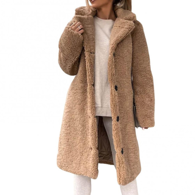 Women Trench Coat Plush Thicken Overcoat Autumn Winter Single-breasted Teddy Jacket Long Style Outwear Streetwear Women Trench Coat Plush Thicken Overcoat Autumn Winter Single-breasted Teddy Jacket Long Style Outwear Streetwear