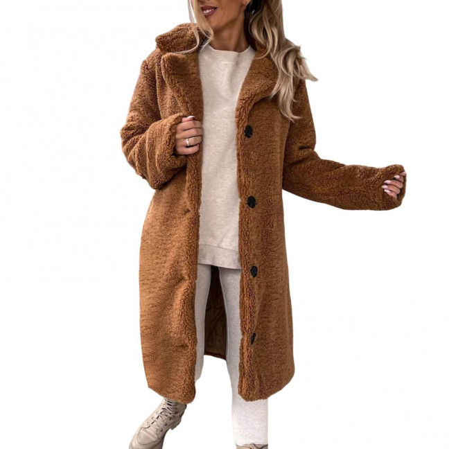 Women Trench Coat Plush Thicken Overcoat Autumn Winter Single-breasted Teddy Jacket Long Style Outwear Streetwear Women Trench Coat Plush Thicken Overcoat Autumn Winter Single-breasted Teddy Jacket Long Style Outwear Streetwear