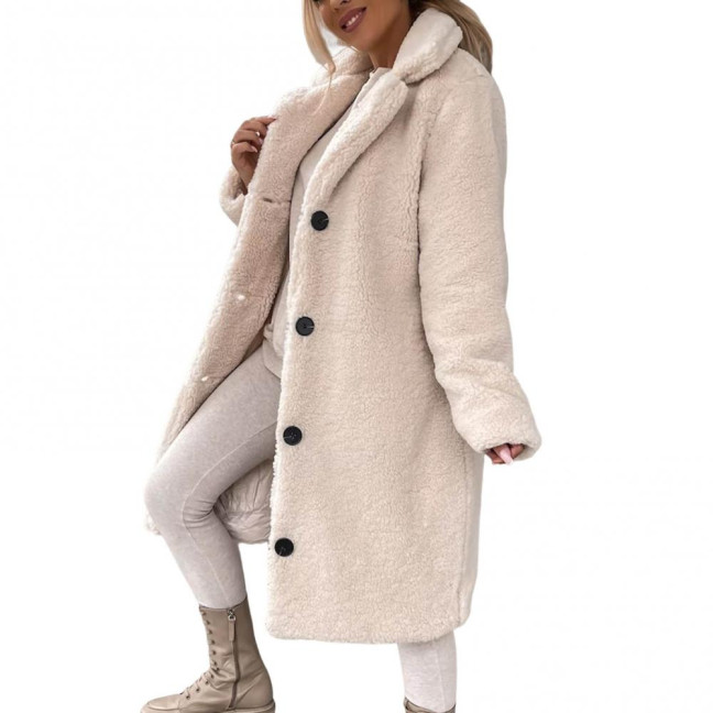 Women Trench Coat Plush Thicken Overcoat Autumn Winter Single-breasted Teddy Jacket Long Style Outwear Streetwear Women Trench Coat Plush Thicken Overcoat Autumn Winter Single-breasted Teddy Jacket Long Style Outwear Streetwear