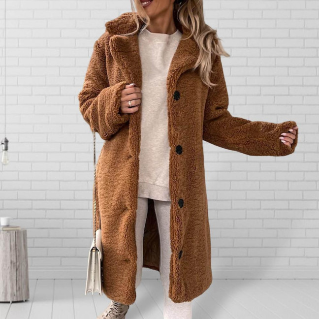 Women Trench Coat Plush Thicken Overcoat Autumn Winter Single-breasted Teddy Jacket Long Style Outwear Streetwear Women Trench Coat Plush Thicken Overcoat Autumn Winter Single-breasted Teddy Jacket Long Style Outwear Streetwear