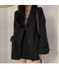 Women Blazer Turn-Down Collar Single Breasted All Match Lady Girl Casual Black Blazer Suit Jacket Coat Daily Wear