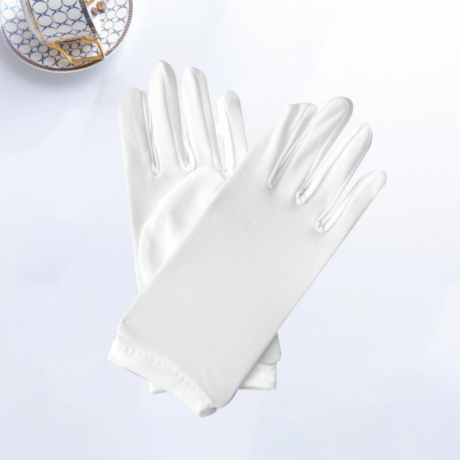 1 Pair Short Thin Dance Gloves Breathable Non-slip Sweat-absorption Milk Silk Satin Stretch Gloves Costume Accessories