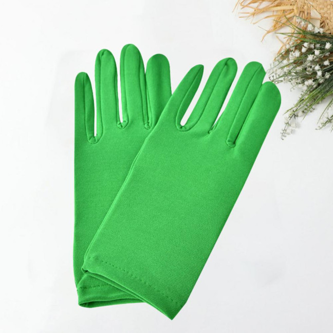 1 Pair Short Thin Dance Gloves Breathable Non-slip Sweat-absorption Milk Silk Satin Stretch Gloves Costume Accessories
