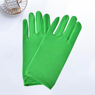 1 Pair Short Thin Dance Gloves Breathable Non-slip Sweat-absorption Milk Silk Satin Stretch Gloves Costume Accessories