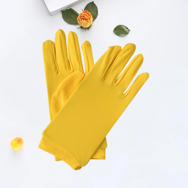 1 Pair Short Thin Dance Gloves Breathable Non-slip Sweat-absorption Milk Silk Satin Stretch Gloves Costume Accessories