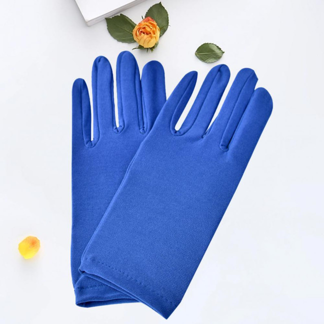1 Pair Short Thin Dance Gloves Breathable Non-slip Sweat-absorption Milk Silk Satin Stretch Gloves Costume Accessories