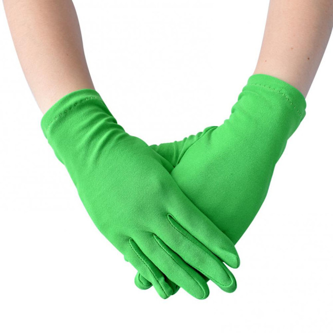 1 Pair Short Thin Dance Gloves Breathable Non-slip Sweat-absorption Milk Silk Satin Stretch Gloves Costume Accessories