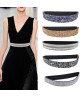 Women Belt Adjustable Elastic Band Shiny Rhinestone Wide Anti-slip Clothes Matching Anti-break Tight Waist Dress Waistband Clothes Accessory