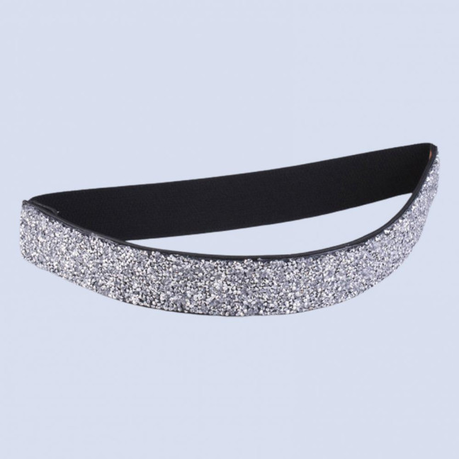 Women Belt Adjustable Elastic Band Shiny Rhinestone Wide Anti-slip Clothes Matching Anti-break Tight Waist Dress Waistband Clothes Accessory
