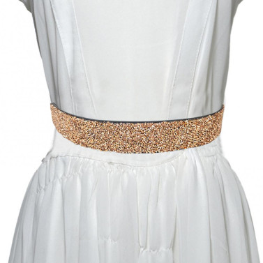 Women Belt Adjustable Elastic Band Shiny Rhinestone Wide Anti-slip Clothes Matching Anti-break Tight Waist Dress Waistband Clothes Accessory