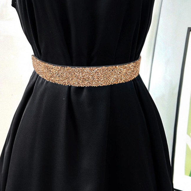 Women Belt Adjustable Elastic Band Shiny Rhinestone Wide Anti-slip Clothes Matching Anti-break Tight Waist Dress Waistband Clothes Accessory