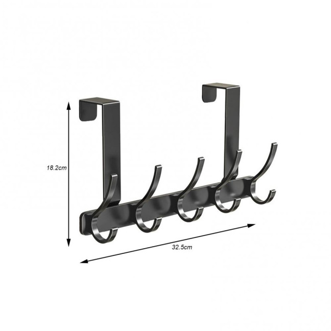 Over Door Hook with 5/6/7 Hooks Punch Free Removable Heavy Duty Carbon Steel Door Back Mount Hanging Coat Towel Bag Hat Scarf Organizer Rack Hanger Home Supplies
