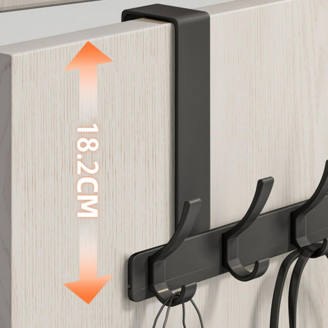 Over Door Hook with 5/6/7 Hooks Punch Free Removable Heavy Duty Carbon Steel Door Back Mount Hanging Coat Towel Bag Hat Scarf Organizer Rack Hanger Home Supplies