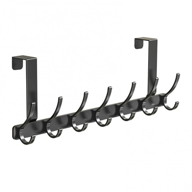 Over Door Hook with 5/6/7 Hooks Punch Free Removable Heavy Duty Carbon Steel Door Back Mount Hanging Coat Towel Bag Hat Scarf Organizer Rack Hanger Home Supplies